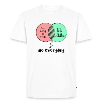 Diagramme de Venn trop coupable trop fatigué drôle paresseux - T-shirt Premium bio Homme - blanc - Devant - Nico (187cm)