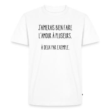 amour à plusieurs - T-shirt Premium bio Homme - blanc - Devant - Nico (187cm)