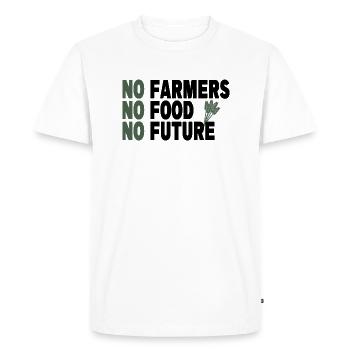 Pas d’agriculteurs Pas de nourriture Pas d’avenir - T-shirt Premium bio Homme - blanc - Devant - Nico (187cm)