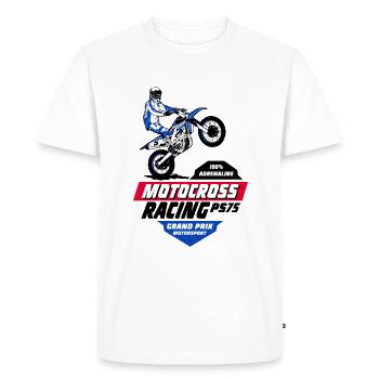 Moto Cross - Motocross - Supercross - T-shirt Premium bio Homme - blanc - Devant - Nico (187cm)