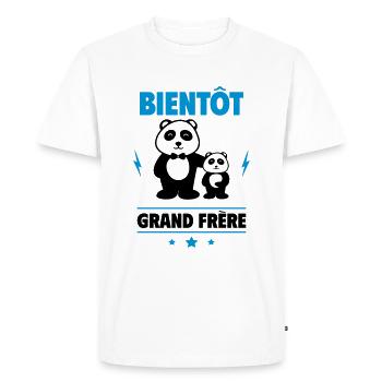 bientôt grand frère, futur grand-frère - T-shirt Premium bio Homme - blanc - Devant - Nico (187cm)