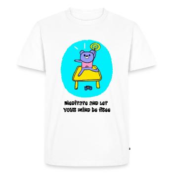 Méditer - T-shirt Premium bio Homme - blanc - Devant - Nico (187cm)