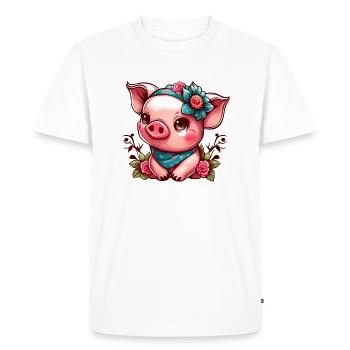 Piggy avec foulard - T-shirt Premium bio Homme - blanc - Devant - Nico (187cm)