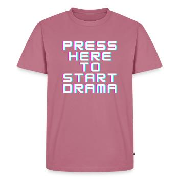 Cliquez ici pour commencer le drame - T-shirt Premium bio Homme - mauve - Devant - Nico (187cm)