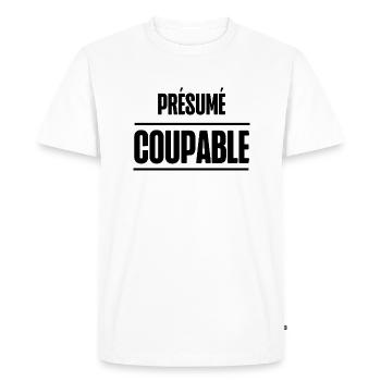 présumé coupable - T-shirt Premium bio Homme - blanc - Devant - Nico (187cm)