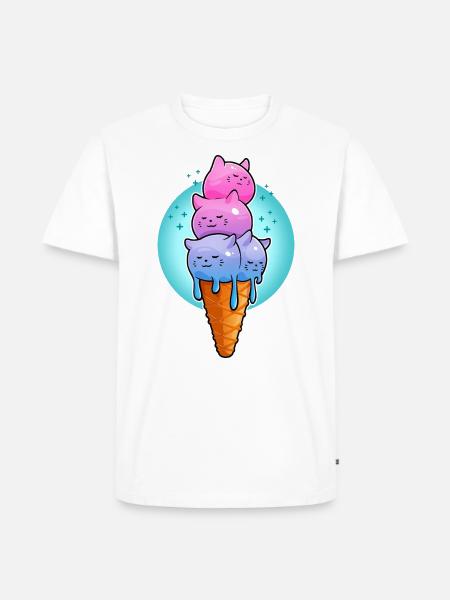 Eiscreme-Kätzchen - Männer Premium Bio T-Shirt - Weiß