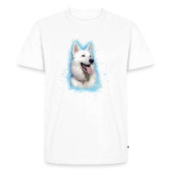 Berger Blanc Suisse,berger,chien,graffiti,rose - T-shirt Premium bio Homme - blanc - Devant - Nico (187cm)