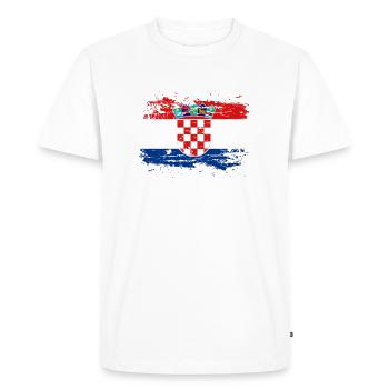 Drapeau Croatie Mer Adriatique Zagreb Drapeau croate - T-shirt Premium bio Homme - blanc - Devant - Nico (187cm)