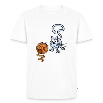 Cat playing with a ball - Men's Premium Organic T-Shirt - white - Front - Nico (187cm)