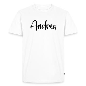 Prénom - Andrea - T-shirt Premium bio Homme - blanc - Devant - Nico (187cm)