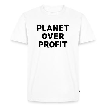Citation militant écologiste Planet over profit - T-shirt Premium bio Homme - blanc - Devant - Nico (187cm)