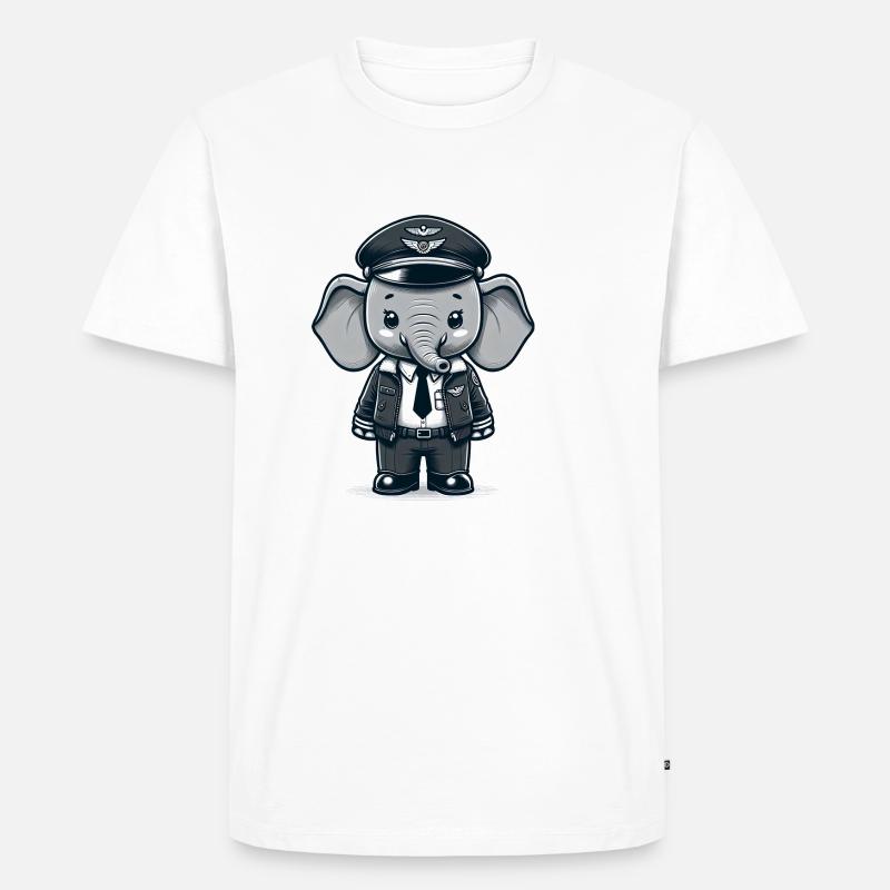 Cute Elephant Pilot - Männer Premium Bio T-Shirt - Weiß