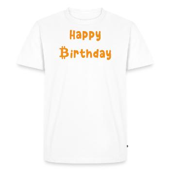 Bitcoin Anniversary T-Shirt - Men's Premium Organic T-Shirt - white - Front - Nico (187cm)