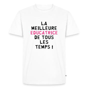 Education / Educateur / Educatrice / Ecole / Prof - T-shirt Premium bio Homme - blanc - Devant - Nico (187cm)