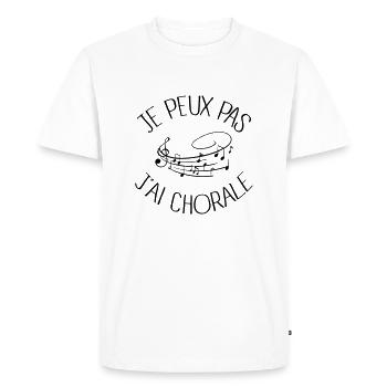 Je peux pas j'ai Chorale - T-shirt Premium bio Homme - blanc - Devant - Nico (187cm)