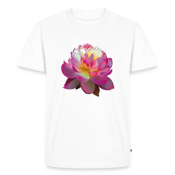 Belle Fleur de Lotus rose - T-shirt Premium bio Homme - blanc - Devant - Nico (187cm)