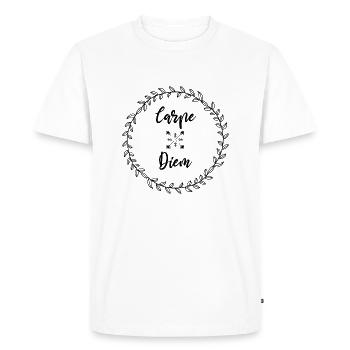 Carpe Diem, living day by day, hippie, zen - Men's Premium Organic T-Shirt - white - Front - Nico (187cm)