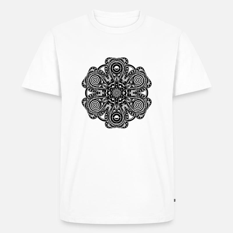 Techno Mandala - Männer Premium Bio T-Shirt - Weiß