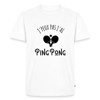 je peux pas j'ai ping-pong - T-shirt Premium bio Homme - blanc - Devant - Nico (187cm)