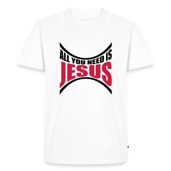 Need Jesus Curved - Men's Premium Organic T-Shirt - white - Front - Nico (187cm)