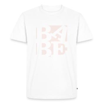 Babe WordPlay original art 2 - Men's Premium Organic T-Shirt - white - Front - Nico (187cm)