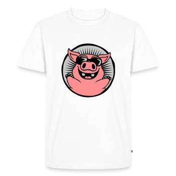 Circle Cool Sunglasses Pig - Men's Premium Organic T-Shirt - white - Front - Nico (187cm)
