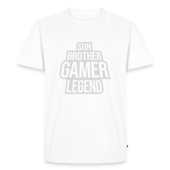 Fils Frère Gamer Légende - T-shirt Premium bio Homme - blanc - Devant - Nico (187cm)