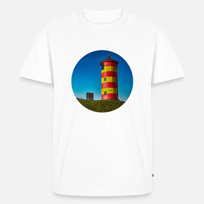 Pilsumer Leuchturm - Männer Premium Bio T-Shirt - Weiß