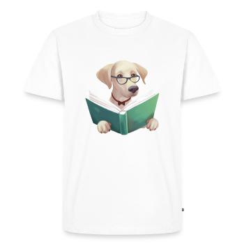 Dogs Books Labrador Book Dog Read Dog Owners - Men's Premium Organic T-Shirt - white - Front - Nico (187cm)