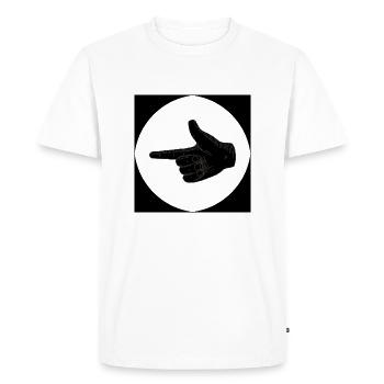 Transparent circle with black edges - Men's Premium Organic T-Shirt - white - Front - Nico (187cm)