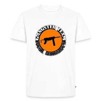 Gangster Team Gun 002 - Men's Premium Organic T-Shirt - white - Front - Nico (187cm)