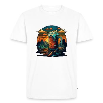 Nature Beer Sunset Mountains Freedom - Men's Premium Organic T-Shirt - white - Front - Nico (187cm)