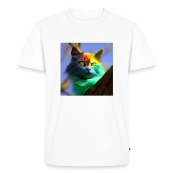 Chat multicolore sur un arbre - T-shirt Premium bio Homme - blanc - Devant - Nico (187cm)