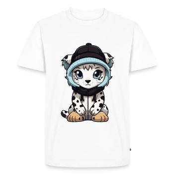 Léopard des neiges bébé léopard d’hiver - T-shirt Premium bio Homme - blanc - Devant - Nico (187cm)