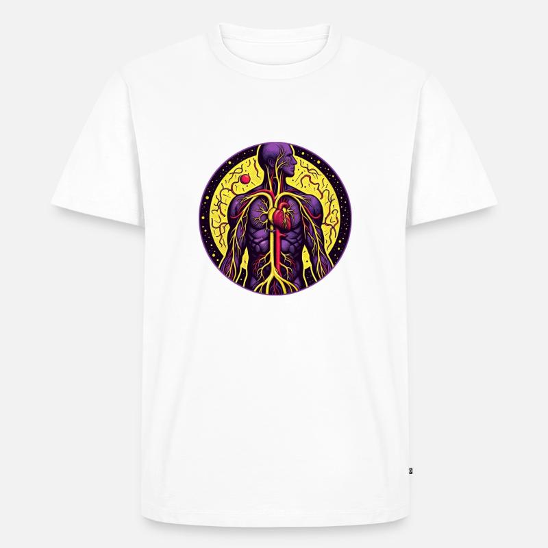 Lebendiges anatomisches Herz - Männer Premium Bio T-Shirt - Weiß