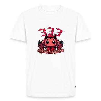 Chibi Devil - 333 Seulement le mal la moitié du temps - T-shirt Premium bio Homme - blanc - Devant - Nico (187cm)