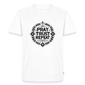 Priez la confiance Répétez - T-shirt Premium bio Homme - blanc - Devant - Nico (187cm)