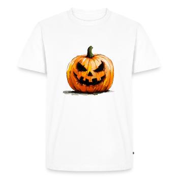 Pumpkin with grimace: The spooky Halloween decoration - Men's Premium Organic T-Shirt - white - Front - Nico (187cm)