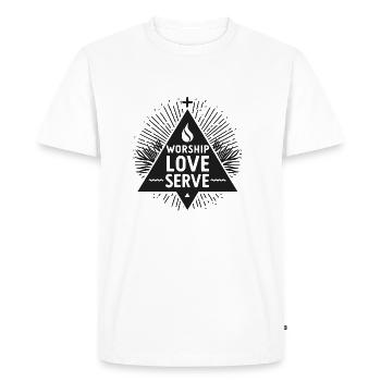 Adorer, Aimer, Servir - T-shirt Premium bio Homme - blanc - Devant - Nico (187cm)