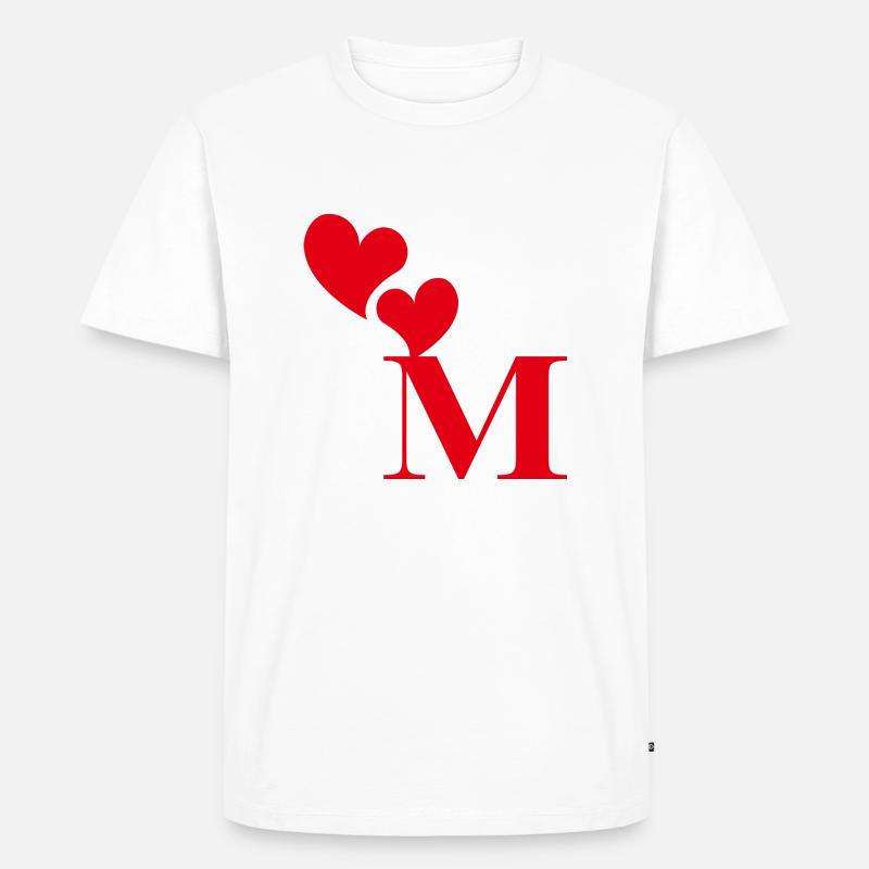 Buchstabe m rotes Herz - Männer Premium Bio T-Shirt - Weiß