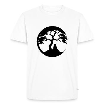 Bouddha, Cercle Zen - T-shirt Premium bio Homme - blanc - Devant - Nico (187cm)