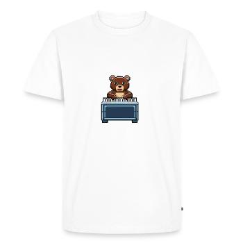 La saga de l’ours - JOUER DU PIANO - T-shirt Premium bio Homme - blanc - Devant - Nico (187cm)