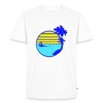 nager homme palmiers plage bande mer voyage - T-shirt Premium bio Homme - blanc - Devant - Nico (187cm)