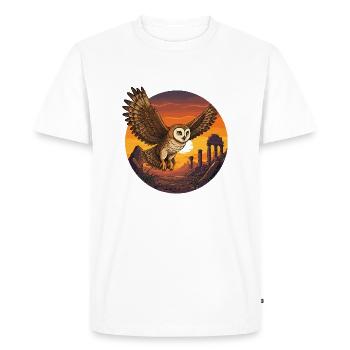 Hibou au coucher du soleil - T-shirt Premium bio Homme - blanc - Devant - Nico (187cm)
