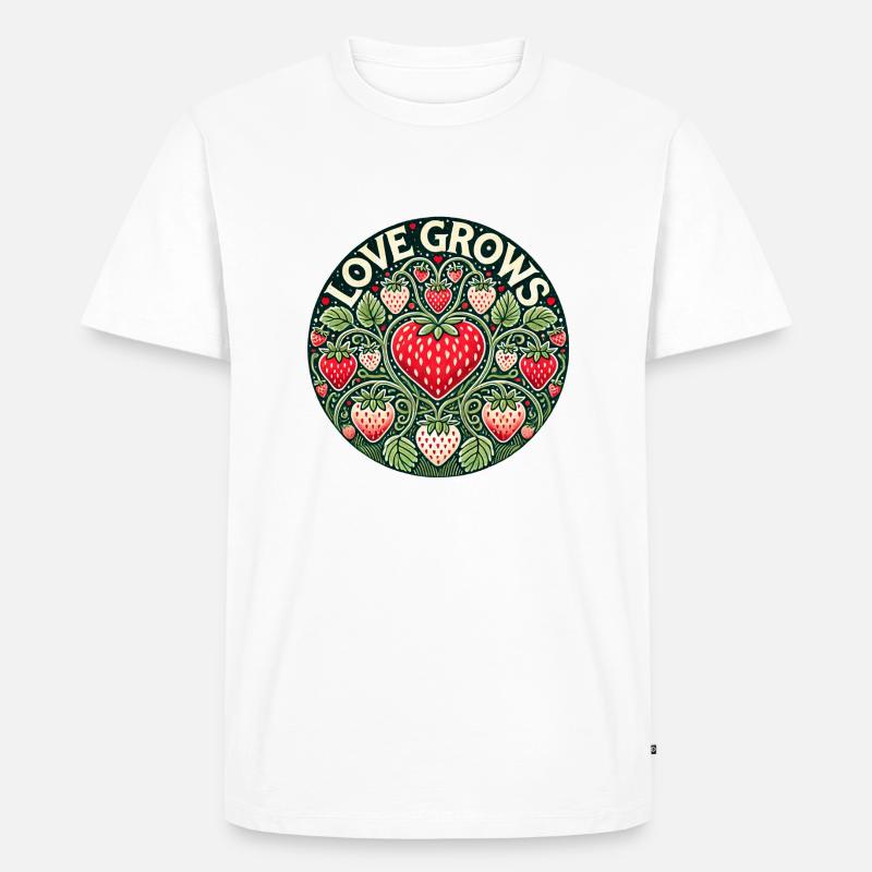 Liebe baut Erdbeere an - Männer Premium Bio T-Shirt - Weiß