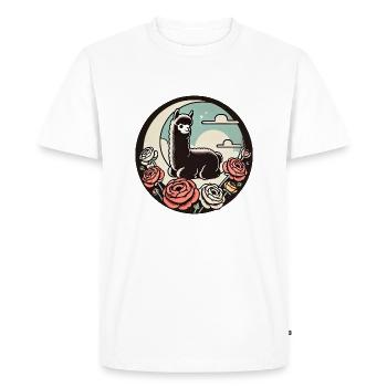 Llama - Men's Premium Organic T-Shirt - white - Front - Nico (187cm)