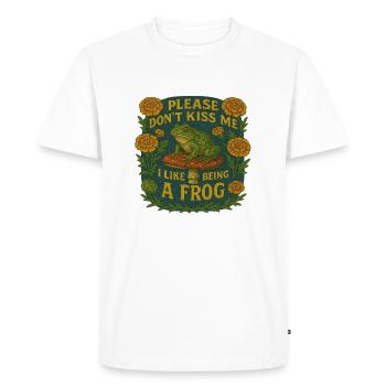 Please Don't Kiss Me I Like Being A Frog - Men's Premium Organic T-Shirt - white - Front - Nico (187cm)