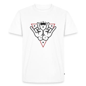 Signe de fête de la main Célébrer - T-shirt Premium bio Homme - blanc - Devant - Nico (187cm)