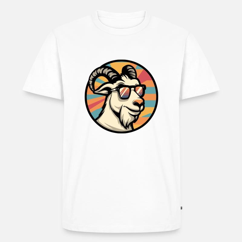 Bergziege Comic Cool - Männer Premium Bio T-Shirt - Weiß