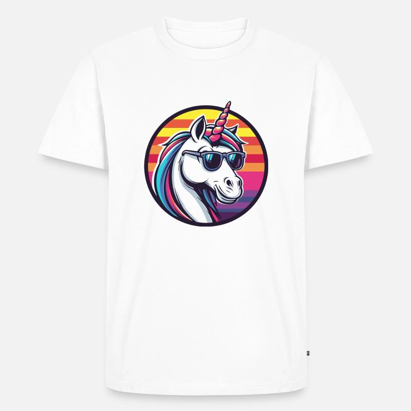 Einhorn Cool Comic - Männer Premium Bio T-Shirt - Weiß